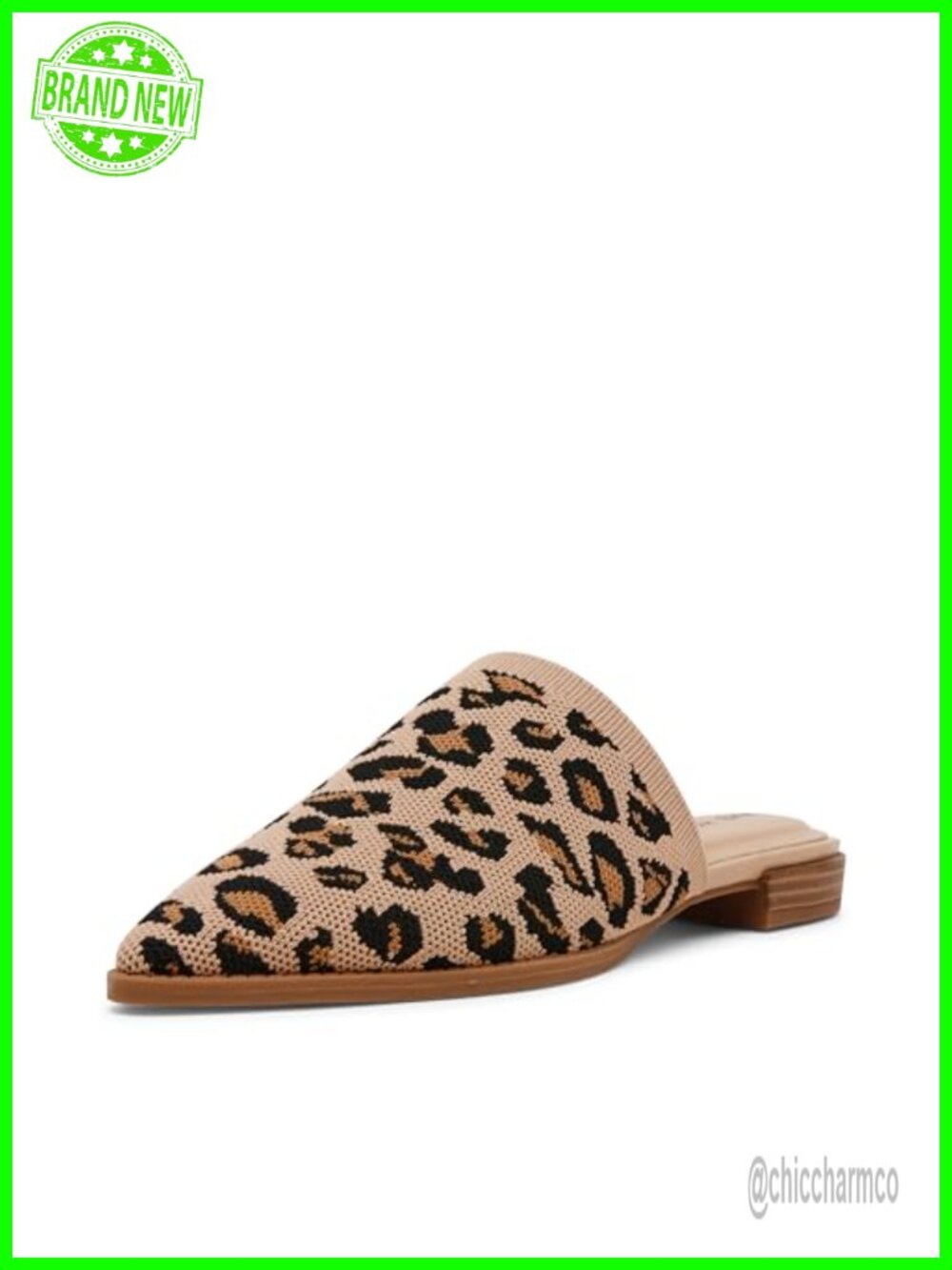 Knit Mule Slip-On Flats Closed Toe Flexible Casual Shoe